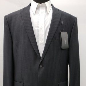 Andrew Marc Two Button Navy Striped Suit